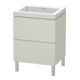 Duravit Meuble sous-lavabo c-bonded L-Cube 60x48 cm, sans trou, Taupe mat, 2 tiroirs, debout-1