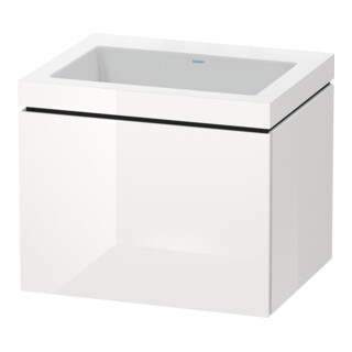 Duravit Meuble sous-lavabo c-bonded L-Cube 60x48cm, sans trop-plein, blanc brillant, 1 tiroir, suspendu