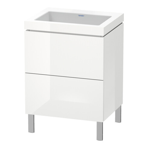 Duravit Meuble sous lavabo c-bonded L-Cube 60x48cm, sans trop-plein, blanc brillant, 2 tiroirs, debout