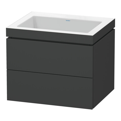 Duravit Meuble sous lavabo c-bonded L-Cube 60x48cm, sans trop-plein, graph ma, 2 tiroirs, suspendu