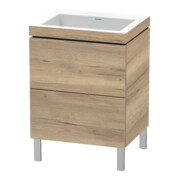 Duravit Meuble sous-lavabo c-bonded L-Cube 60x48cm, sans trou, blanc marbré, 2 tiroirs, debout-1