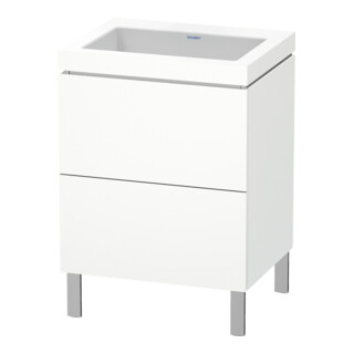 Duravit Meuble sous-lavabo c-bonded L-Cube 60x48cm, sans trou, blanc mat, 2 tiroirs, debout