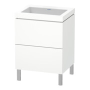 Duravit Meuble sous-lavabo c-bonded L-Cube 60x48cm, sans trou, blanc mat, 2 tiroirs, debout