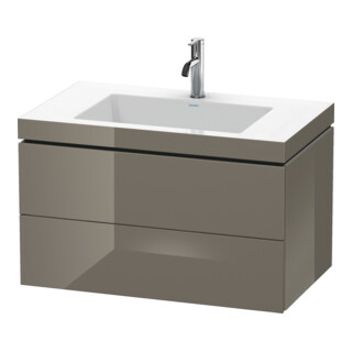 Duravit Meuble sous-lavabo c-bonded L-Cube 80x48 cm, 1 HL, brillant, 2 tiroirs, suspendu