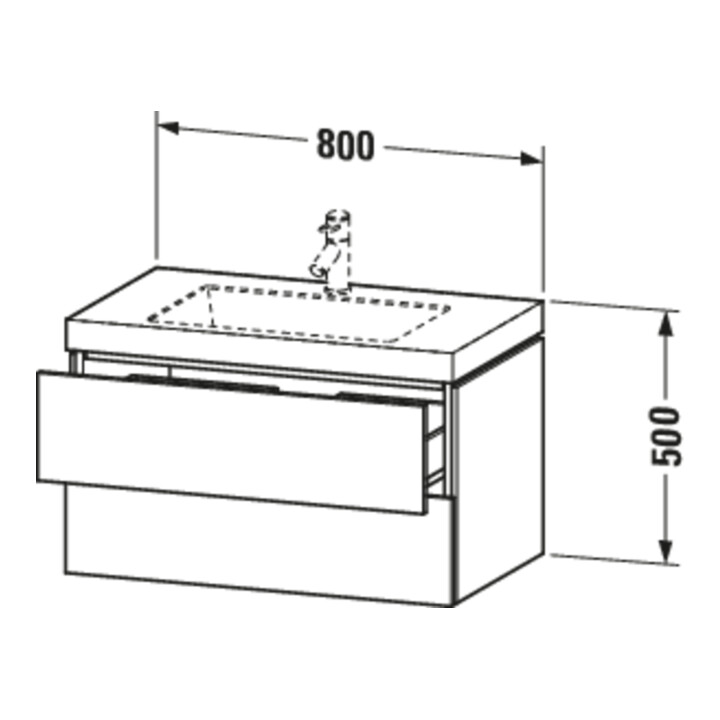 Duravit Meuble sous-lavabo c-bonded L-Cube 80x48 cm, 1 HL, E d geb., 2 tiroirs, suspendu
