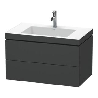 Duravit Meuble sous-lavabo c-bonded L-Cube 80x48 cm, 1 HL, graphite mat, 2 tiroirs, suspendu