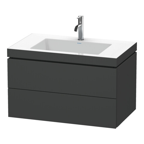 Duravit Meuble sous-lavabo c-bonded L-Cube 80x48 cm, 1 HL, graphite mat, 2 tiroirs, suspendu