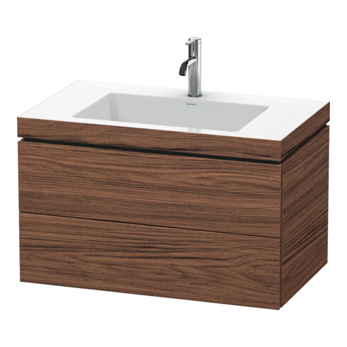 Duravit Meuble sous-lavabo c-bonded L-Cube 80x48 cm, 1 HL, N foncé, 2 tiroirs, suspendu