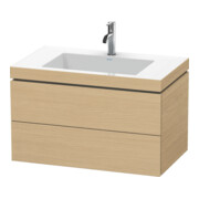 Duravit Meuble sous lavabo c-bonded L-Cube 80x48 cm, 1 porte, chêne naturel, 2 tiroirs-1