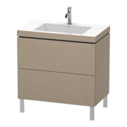 Duravit Meuble sous lavabo c-bonded L-Cube 80x48 cm, 1 robinet, laqué, 2 tiroirs, debout