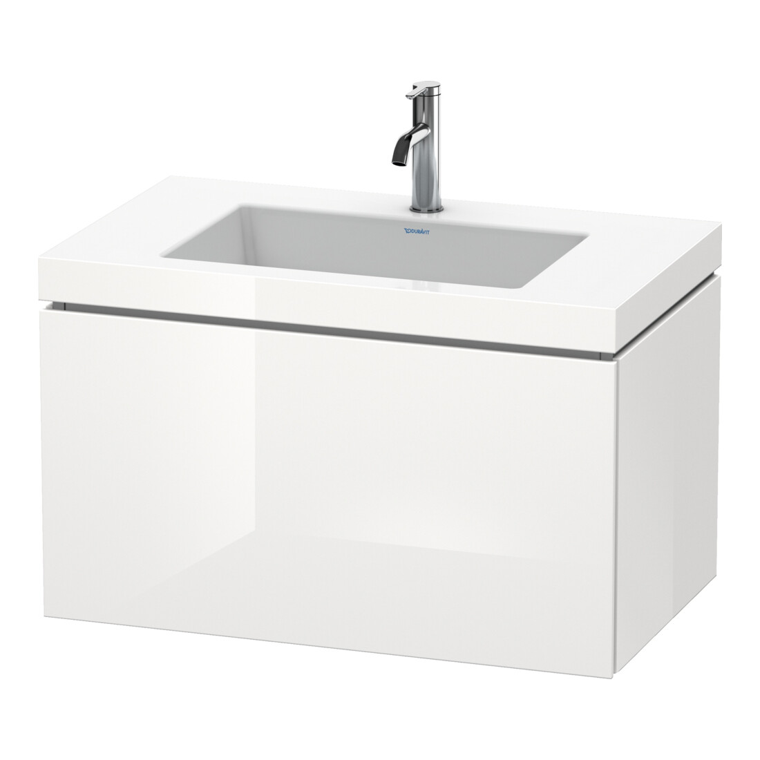 Duravit Meuble sous lavabo c-bonded L-Cube 80x48 cm, 1 tiroir, blanc brillant, 1 coulissant, suspendu