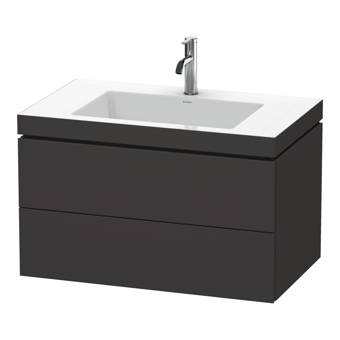 Duravit Meuble sous-lavabo c-bonded L-Cube 80x48 cm, 1 tiroir, gris mat, 2 tiroirs, suspendu