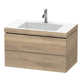 Duravit Meuble sous-lavabo c-bonded L-Cube 80x48 cm, 1 tiroir HL, blanc marbré, 2 tiroirs, suspendu