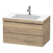 Duravit Meuble sous-lavabo c-bonded L-Cube 80x48 cm, 1 tiroir HL, blanc marbré, 2 tiroirs, suspendu