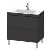 Duravit Meuble sous-lavabo c-bonded L-Cube 80x48 cm, 1 tiroir HL, gris mat, 2 tiroirs, debout-1