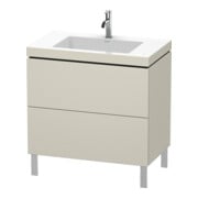 Duravit Meuble sous lavabo c-bonded L-Cube 80x48 cm, 1 tiroir, taupe mat, 2 tiroirs coulissants, vertical