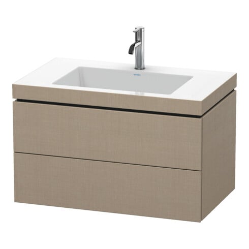 Duravit Meuble sous-lavabo c-bonded L-Cube 80x48 cm, 1 trou robinet, 2 tiroirs, suspendu