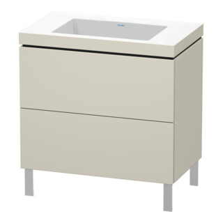 Duravit Meuble sous lavabo c-bonded L-Cube 80x48 cm, o HL, taupe mat, 2 tiroirs, debout