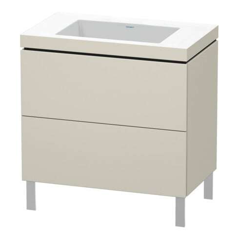 Duravit Meuble sous lavabo c-bonded L-Cube 80x48 cm, o HL, taupe mat, 2 tiroirs, debout