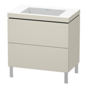 Duravit Meuble sous lavabo c-bonded L-Cube 80x48 cm, o HL, taupe mat, 2 tiroirs, debout