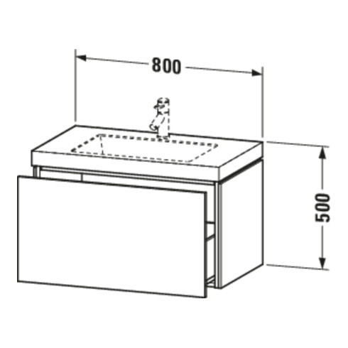 Duravit Meuble sous lavabo c-bonded L-Cube 80x48 cm, sans robinet, laqué, 1 tiroir, suspendu