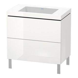 Duravit Meuble sous-lavabo c-bonded L-Cube 80x48 cm, sans trop-plein, blanc brillant, 2 tiroirs, debout
