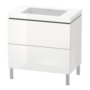 Duravit Meuble sous-lavabo c-bonded L-Cube 80x48 cm, sans trop-plein, blanc brillant, 2 tiroirs, debout