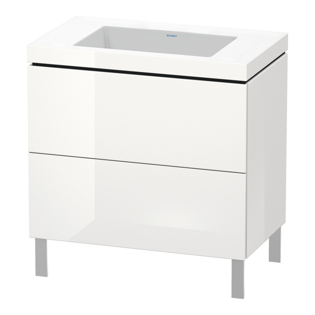 Duravit Meuble sous-lavabo c-bonded L-Cube 80x48 cm, sans trop-plein, blanc brillant, 2 tiroirs, debout