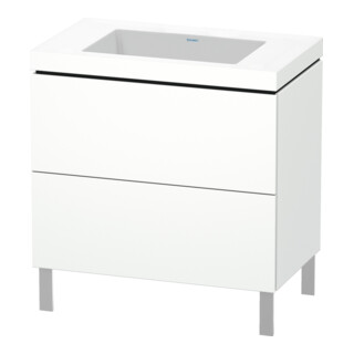 Duravit Meuble sous-lavabo c-bonded L-Cube 80x48 cm, sans trop-plein, blanc mat, 2 tiroirs, debout