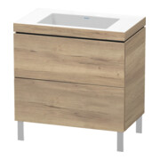 Duravit Meuble sous-lavabo c-bonded L-Cube 80x48 cm, sans trop-plein, blanc œuf, 2 tiroirs, debout