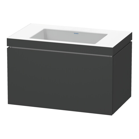 Duravit Meuble sous-lavabo c-bonded L-Cube 80x48 cm, sans trop-plein, graphite mat, 1 tiroir, suspendu