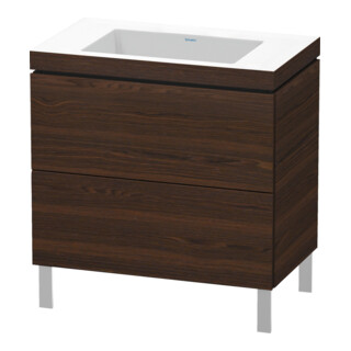 Duravit Meuble sous lavabo c-bonded L-Cube 80x48 cm, sans trop-plein, N, 2 tiroirs, debout