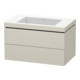Duravit Meuble sous-lavabo c-bonded L-Cube 80x48 cm, sans trop-plein, taupe mat, 2 tiroirs, suspendu-1