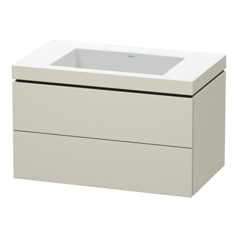 Duravit Meuble sous-lavabo c-bonded L-Cube 80x48 cm, sans trop-plein, taupe mat, 2 tiroirs, suspendu