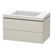 Duravit Meuble sous-lavabo c-bonded L-Cube 80x48 cm, sans trop-plein, taupe mat, 2 tiroirs, suspendu