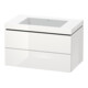 Duravit Meuble sous-lavabo c-bonded L-Cube 80x48 cm, sans trou, blanc brillant, 2 tiroirs, suspendu-1