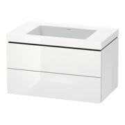 Duravit Meuble sous-lavabo c-bonded L-Cube 80x48 cm, sans trou, blanc brillant, 2 tiroirs, suspendu