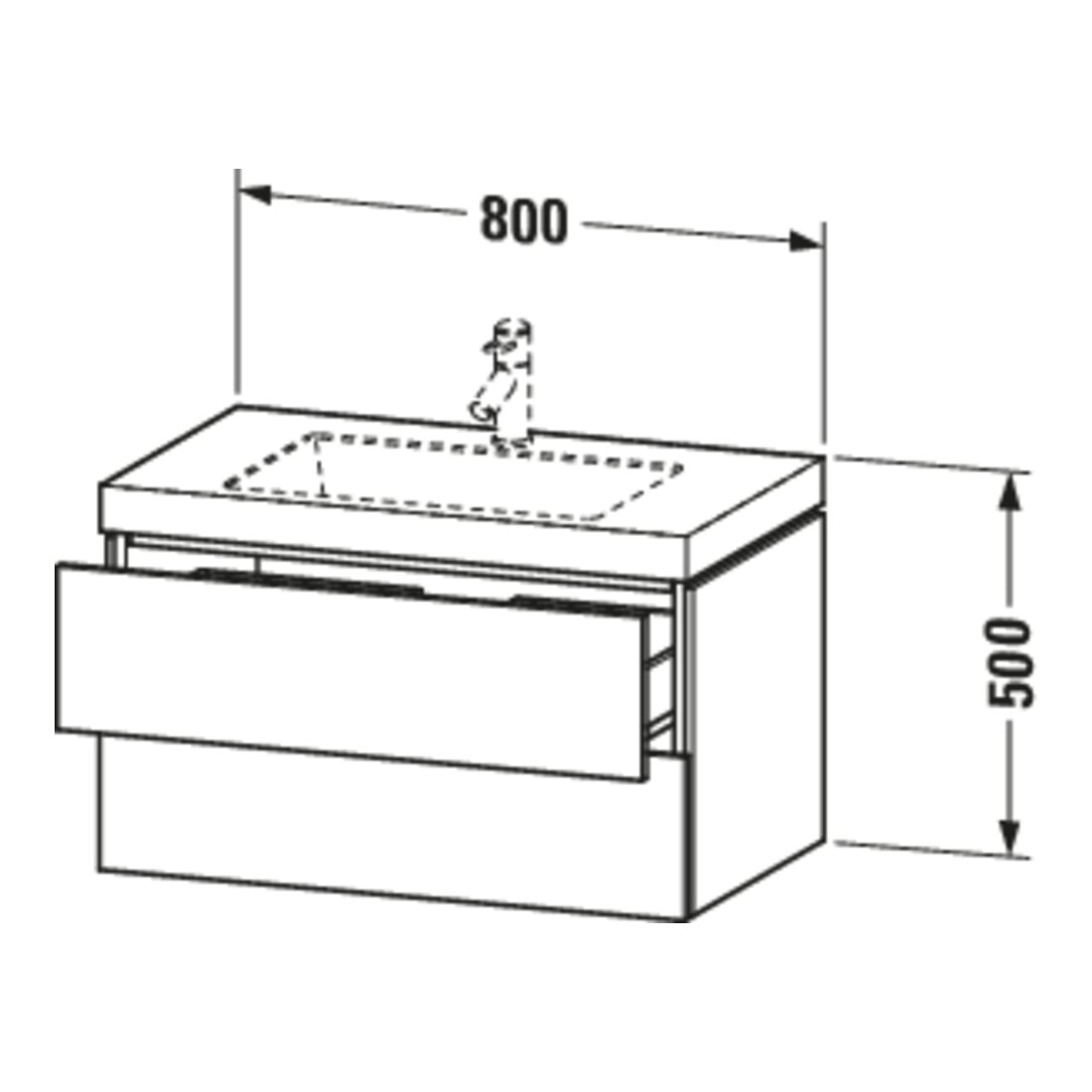 Duravit Meuble sous-lavabo c-bonded L-Cube 80x48 cm, sans trou, blanc mat, 2 tiroirs, suspendu