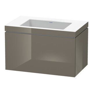 Duravit Meuble sous-lavabo c-bonded L-Cube 80x48 cm, sans trou, gris brillant, 1 tiroir, suspendu