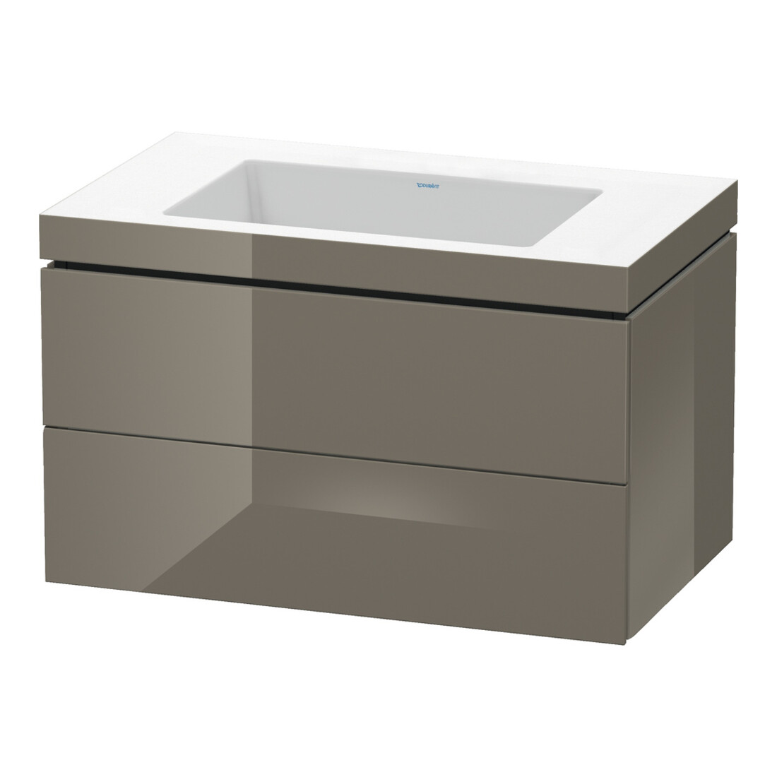 Duravit Meuble sous lavabo c-bonded L-Cube 80x48 cm, sans trou, gris brillant, 2 tiroirs, suspendu