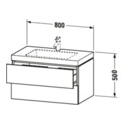 Duravit Meuble sous lavabo c-bonded L-Cube 80x48 cm, sans trou, gris brillant, 2 tiroirs, suspendu-5