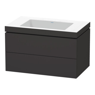 Duravit Meuble sous-lavabo c-bonded L-Cube 80x48 cm, sans trou, gris mat, 2 tiroirs, suspendu