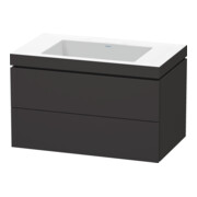Duravit Meuble sous-lavabo c-bonded L-Cube 80x48 cm, sans trou, gris mat, 2 tiroirs, suspendu