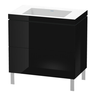 Duravit Meuble sous-lavabo c-bonded L-Cube 80x48 cm, sans trou, noir brillant, 2 tiroirs, vertical