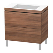 Duravit Meuble sous lavabo c-bonded L-Cube 80x48 cm, sans trou, noyer naturel, 2 tiroirs, debout