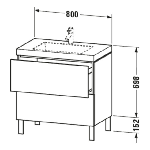Duravit Meuble sous-lavabo c-bonded L-Cube 80x48cm, 1 HL, E d geb., 2 tiroirs, deb.