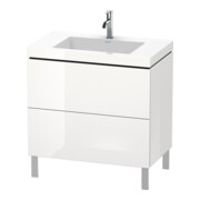 Duravit Meuble sous lavabo c-bonded L-Cube 80x48cm, 1 tiroir, blanc brillant, 2 tiroirs, debout