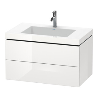 Duravit Meuble sous-lavabo c-bonded L-Cube 80x48cm, 1 tiroir HL, blanc hgl, 2 tiroirs, suspendu