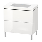 Duravit Meuble sous-lavabo c-bonded L-Cube 80x48cm, sans trop-plein, blanc brillant, 2 tiroirs, pose libre-1