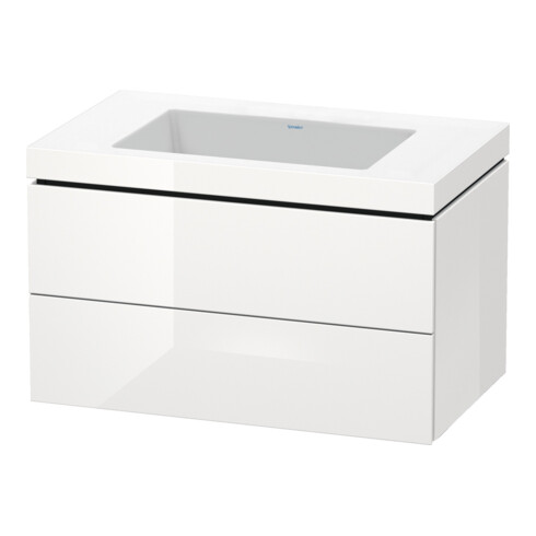 Duravit Meuble sous-lavabo c-bonded L-Cube 80x48cm, sans trop-plein, blanc brillant, 2 tiroirs, suspendu